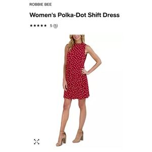 Women’s Signature Robbie Bee XL Red Rust Ivory White Polka Dot Wrap Dress Midi